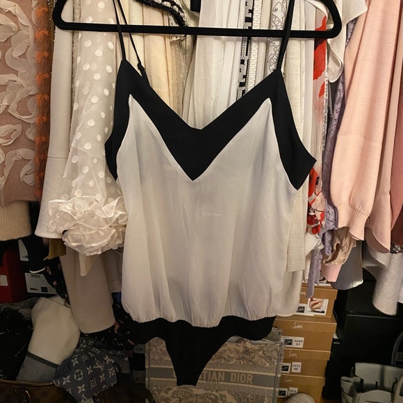 Tops - White/Black Cami Bodysuit